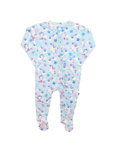 Hannah Unicorn Bamboo Ruffled Zippered Footie