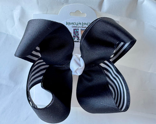 Black solid & stripes 5” 2 layer Hairbow