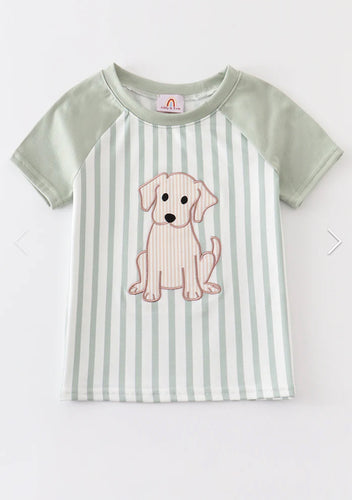 Green Appliqué Puppy Tee