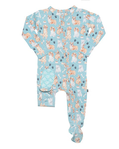 Buddy Puppy Dog Bamboo Zippered Footie