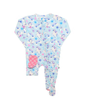 Load image into Gallery viewer, Hannah Unicorn Bamboo Ruffled Zippered Footie