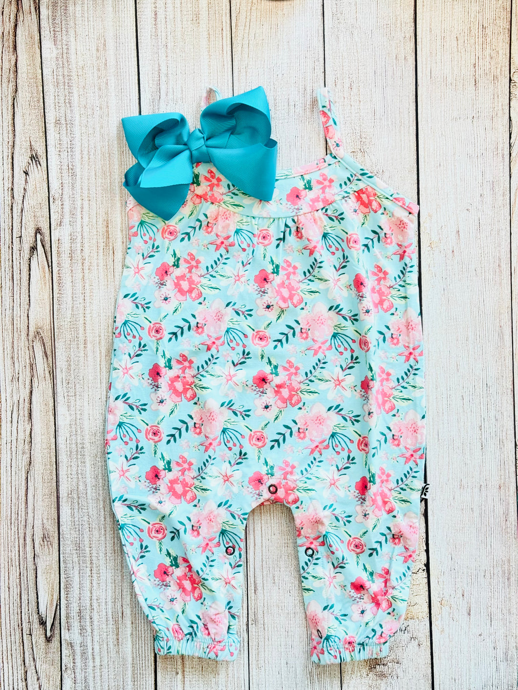 Aqua Water Floral Tank Pant Bamboo Romper