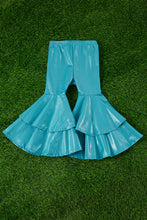 Load image into Gallery viewer, Teal Faux Leather Double Layer Bell Bottoms