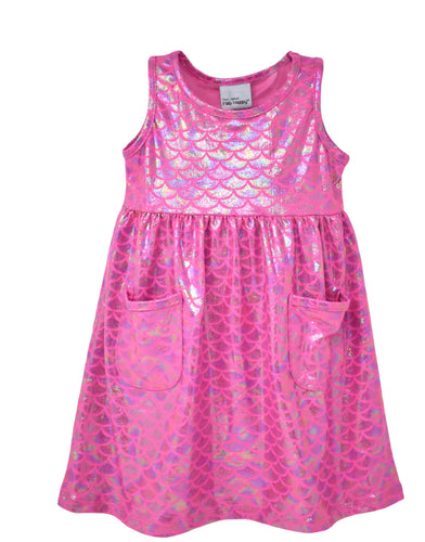 Shiny Pink Scales Dahlia Sleeveless Tee Dress