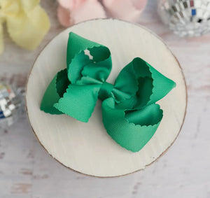 Emerald Scalloped 5” Headband Bow