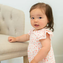 Load image into Gallery viewer, Pink Polka Dot Ruffle Romper