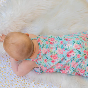 Aqua Water Floral Tank Pant Bamboo Romper