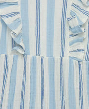 Load image into Gallery viewer, Blue striped romper &amp; headband