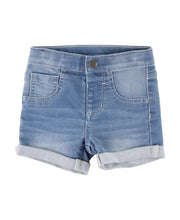 Load image into Gallery viewer, RuffleButts Girls Stretch Denim Shorts Light Wash