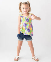 Load image into Gallery viewer, RuffleButts Girls Stretch Denim Shorts Medium Wash