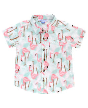 Load image into Gallery viewer, RuggedButts Vibrant Flamingo Short Sleeve Button Down