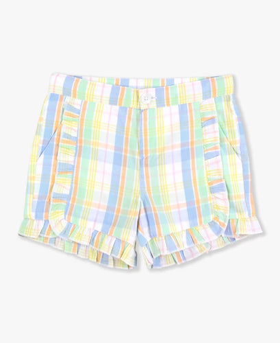 Clubhouse Rainbow Plaid RuffleTrim Shorts