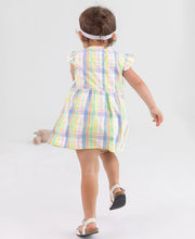 Load image into Gallery viewer, Clubhouse Rainbow Plaid Flutter Sleeve Skirted Romper