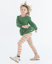 Load image into Gallery viewer, Sunrise Rainbow Stripe Ruched Bow Leggings