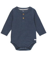 Load image into Gallery viewer, Heather Navy Knit Henley Bodysuit
