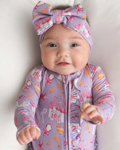 Amelia Princess Bamboo Ruffled Zippered Footie