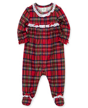 Load image into Gallery viewer, Plaid Coat Lace Girl Footie