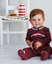 Load image into Gallery viewer, Plaid Coat Lace Girl Footie