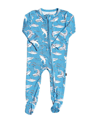 Eli Shark Bamboo Zippered Footie