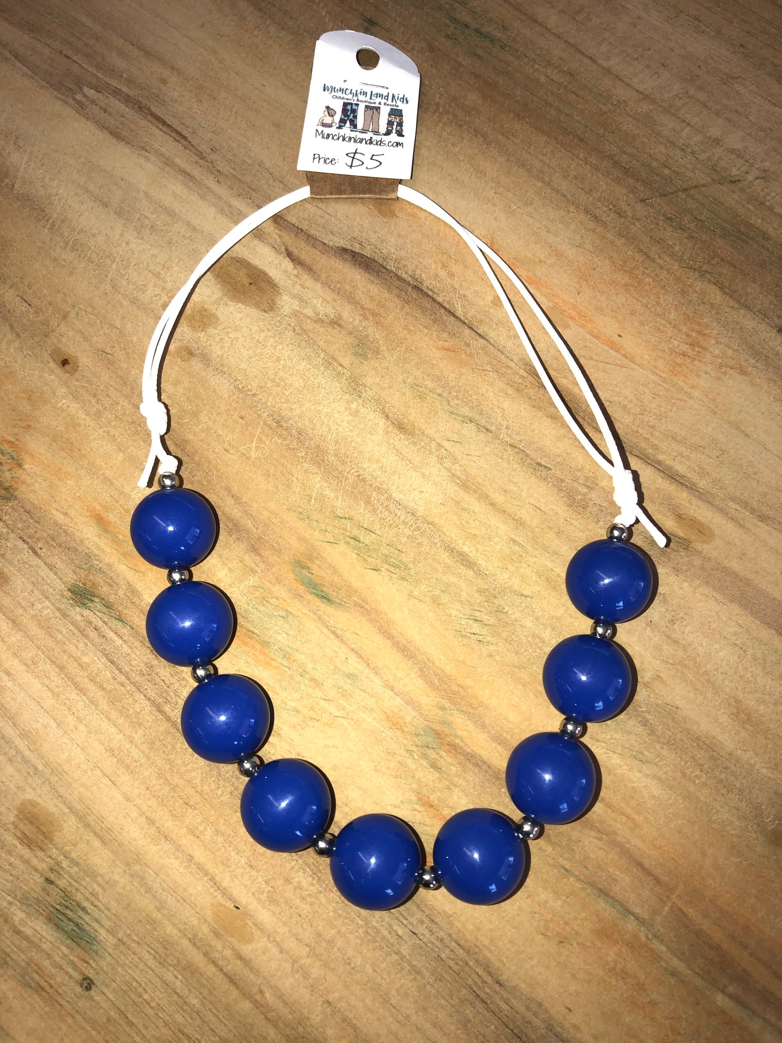 Oversize big blue bead statement necklace - RzJewelryDesign
