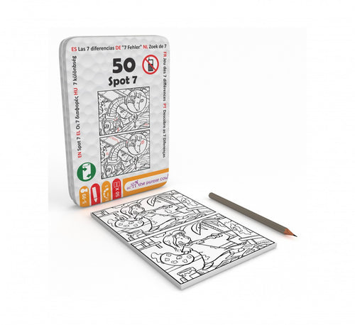 50 Spot 7 hinged tin with double spot the difference activity pages and pencil