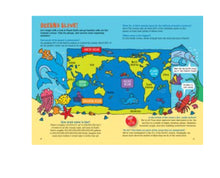 Load image into Gallery viewer, Inside pages of 100 Questions about Oceans Trivia book for kids