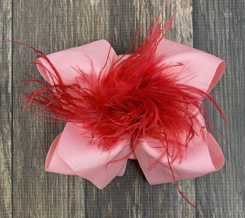 Pink & Red Feather Bow