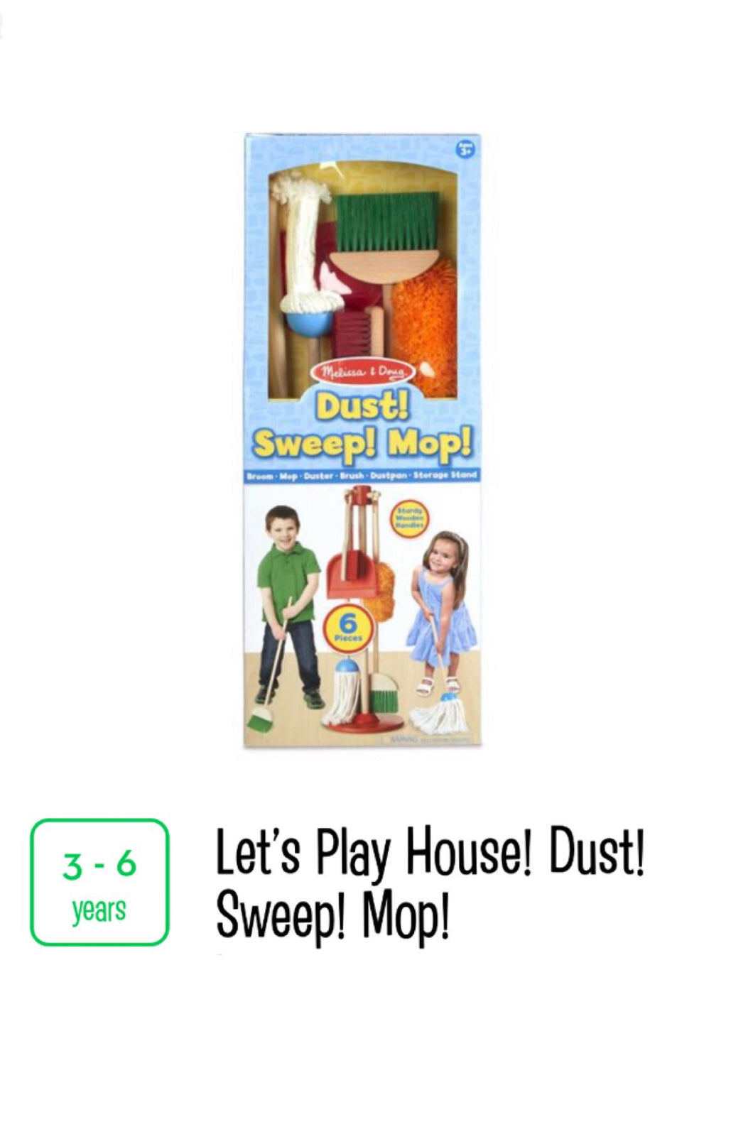 Melissa & Doug Let's Play House Dust! Sweep! Mop! 6 Piece Pretend